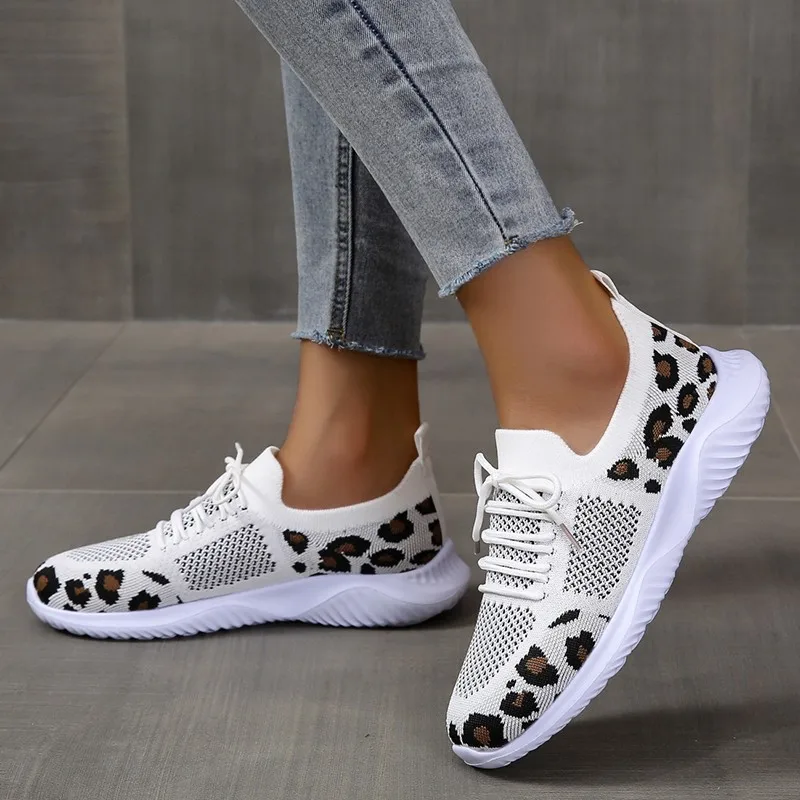 Knit Fabric Lace Up Sneakers - Nuevas zapatillas de verano para mujer,